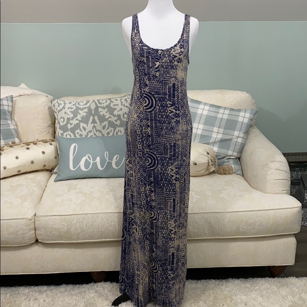 Lilka by Anthro Tan/Blue Tribal Print Maxi